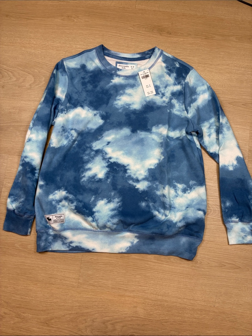 NEW abercrombie kids 15/16 Cloud Blue Tie-Dye Sweatshirt